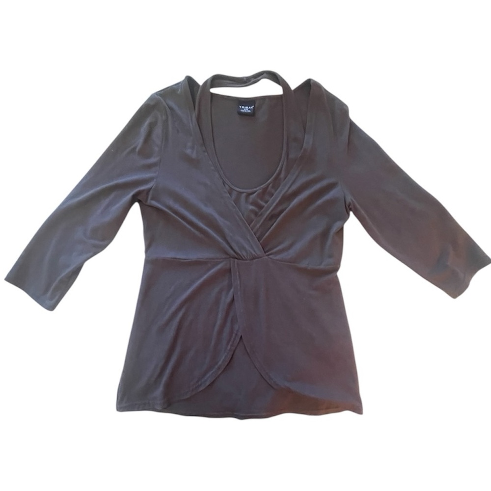Tribal Elegant Brown Draped Blouse Sz M
